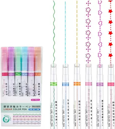 6-Piece Creative Curve Highlighter Marker Pen Set